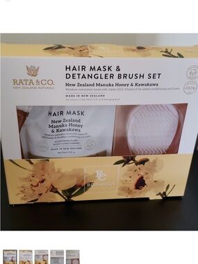 New Zealand Manuka Honey Hair Mask & Detangler Brush Set - NIB